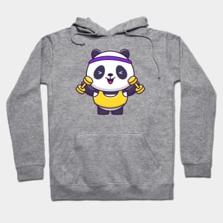 Cute Panda Gym Lifting Dumbbell Cartoon Hoodie